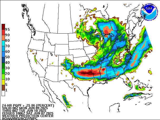 24-Hour PQPF valid 00Z June 10, 2025