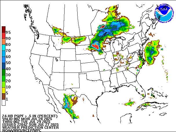 24-Hour PQPF valid 00Z July 29, 2025