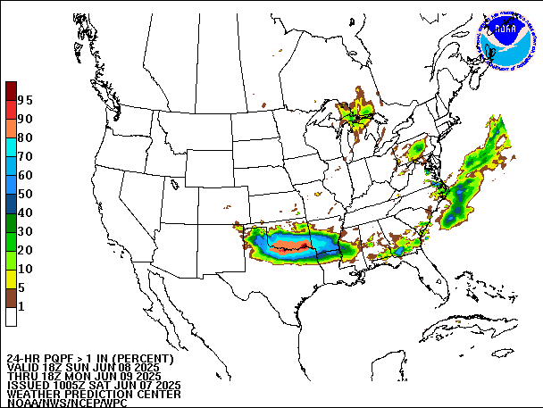 24-Hour PQPF valid 18Z June 9, 2025