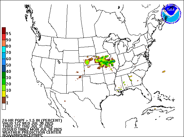 24-Hour PQPF valid 12Z July 31, 2025