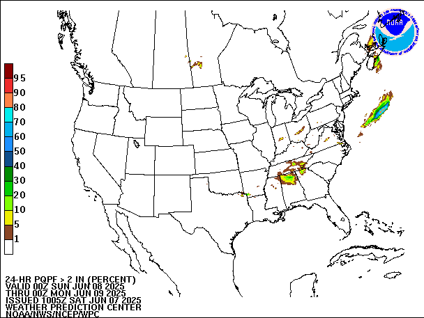 24-Hour PQPF valid 00Z June 9, 2025