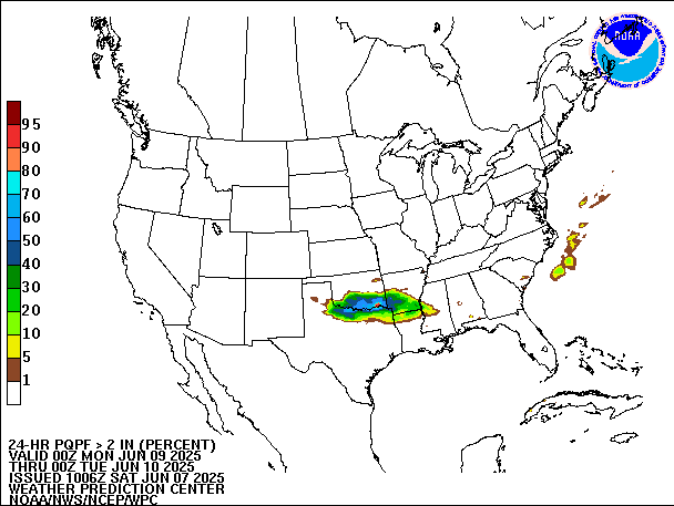 24-Hour PQPF valid 00Z June 10, 2025