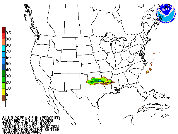 24-Hour PQPF valid 00Z June 10, 2025