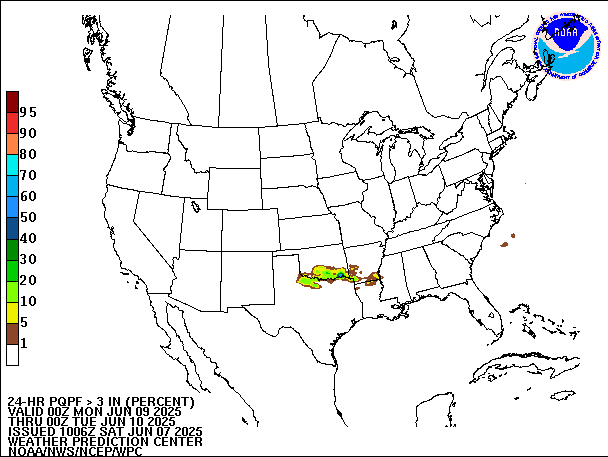 24-Hour PQPF valid 00Z June 10, 2025