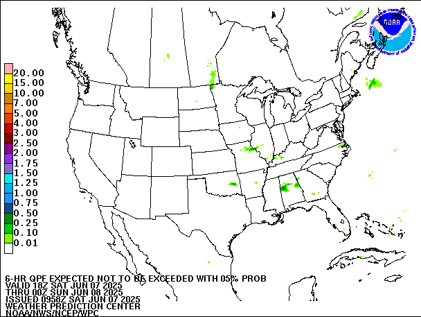 6-Hour 5th
                     Percentile QPF valid 00Z June 8, 2025