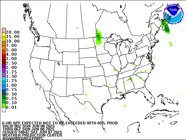 6-Hour 5th
                     Percentile QPF valid 06Z June 8, 2025