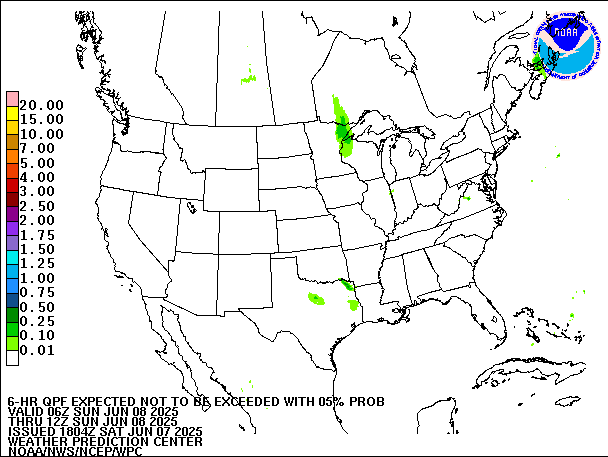 6-Hour 5th
                     Percentile QPF valid 12Z June 8, 2025