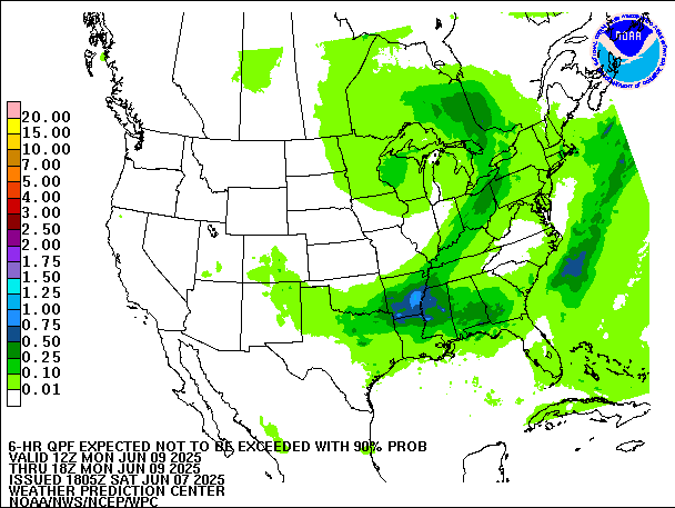 6-Hour 90th
                     Percentile QPF valid 18Z June 9, 2025