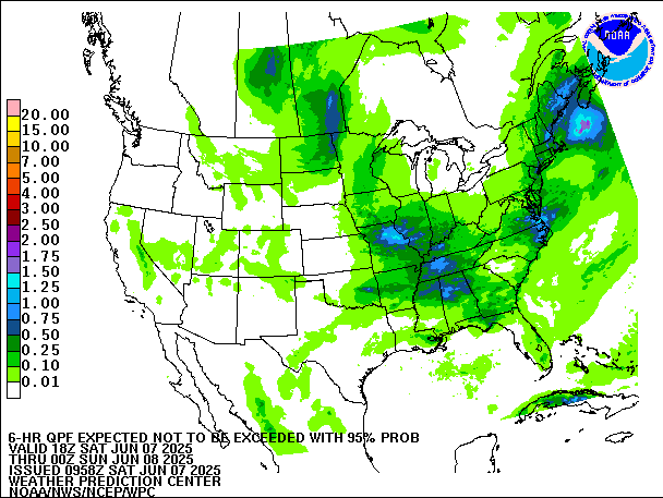 6-Hour 95th
                     Percentile QPF valid 00Z June 8, 2025