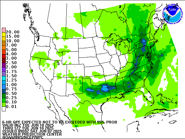 6-Hour 95th
                     Percentile QPF valid 12Z June 10, 2025