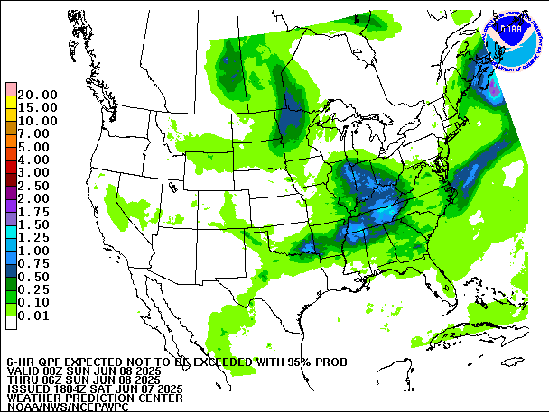 6-Hour 95th
                     Percentile QPF valid 06Z June 8, 2025