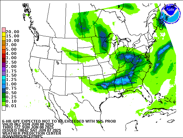 6-Hour 95th
                     Percentile QPF valid 12Z June 8, 2025