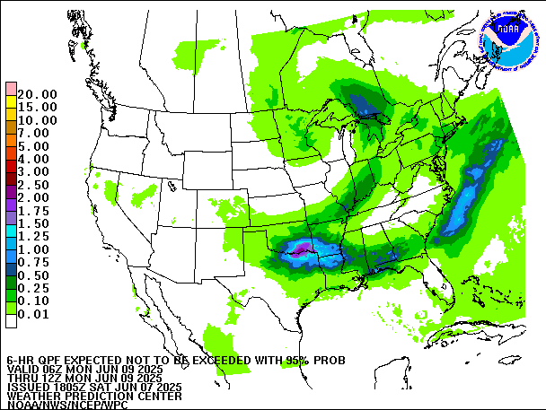 6-Hour 95th
                     Percentile QPF valid 12Z June 9, 2025