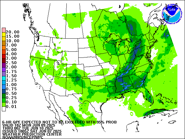 6-Hour 95th
                     Percentile QPF valid 00Z June 10, 2025