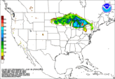 Day 1 probability of freezing rain accumulating greater than or equal to 0.01 inch.