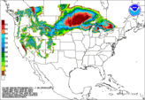 Day 1 probability of snow accumulating greater than or equal to 1 inch.