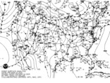 Latest United States (CONUS) surface analysis - Black and White