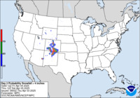 Day 2 probability of snowfall greater than or equal to 4 inches