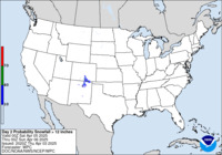 Day 2 probability of snowfall greater than or equal to 12 inches