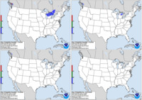 Day 3 probability of snow greater than or equal to 4, 8, and 12 inches and freezing rain greater than or equal to .25 inch